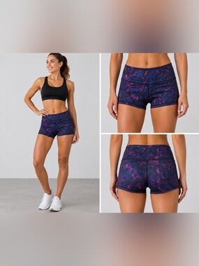 FLEO Booty Shorts Women’s Small Purple Pink Blue Marble CrossFit Gym Athletic